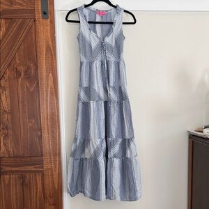 Betsey Johnson Blue and White Maxi Dress